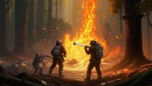 пожарная служба тушит лес