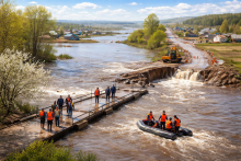 Паводки в Казахстане затопили мост и повредили дорогу в двух регионах