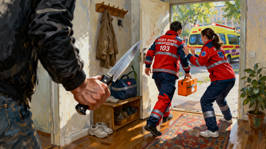 Мужчина с ножом угрожал бригаде скорой помощи в Алматы