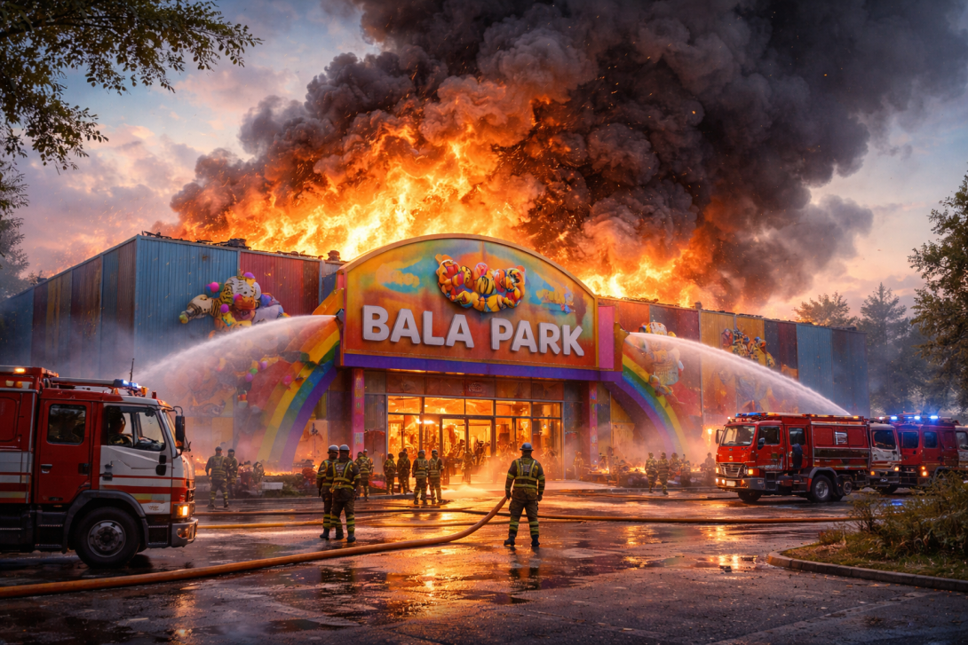 Крупный пожар произошел в развлекательном центре Bala Park 