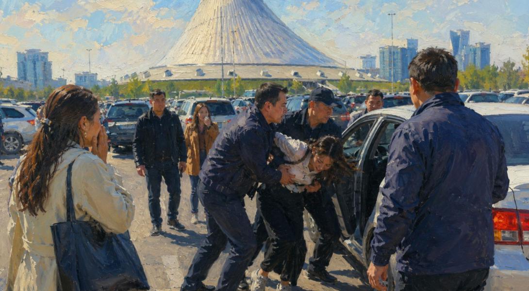 Связанную девушку пытались силой затащить в автомобиль у ТРЦ «Хан Шатыр» в Астане